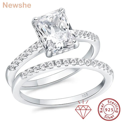 Newshe Moissanite Bridal Rings Set for Women D Color VVS1 Radian Oval Cut Engagement Ring 925 Sterling Silver Luxury Jewelry