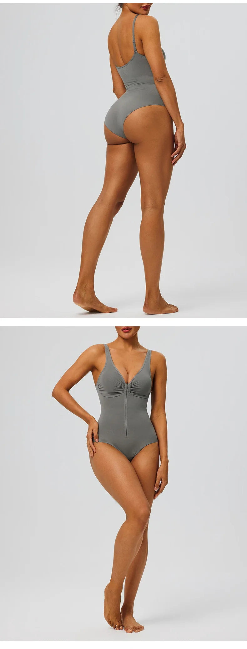Seamless Bodysuit with Strong Compression Molding Abdominal Compression Underwear Straps Zipper One-Piece Shapewear Yoga Sets