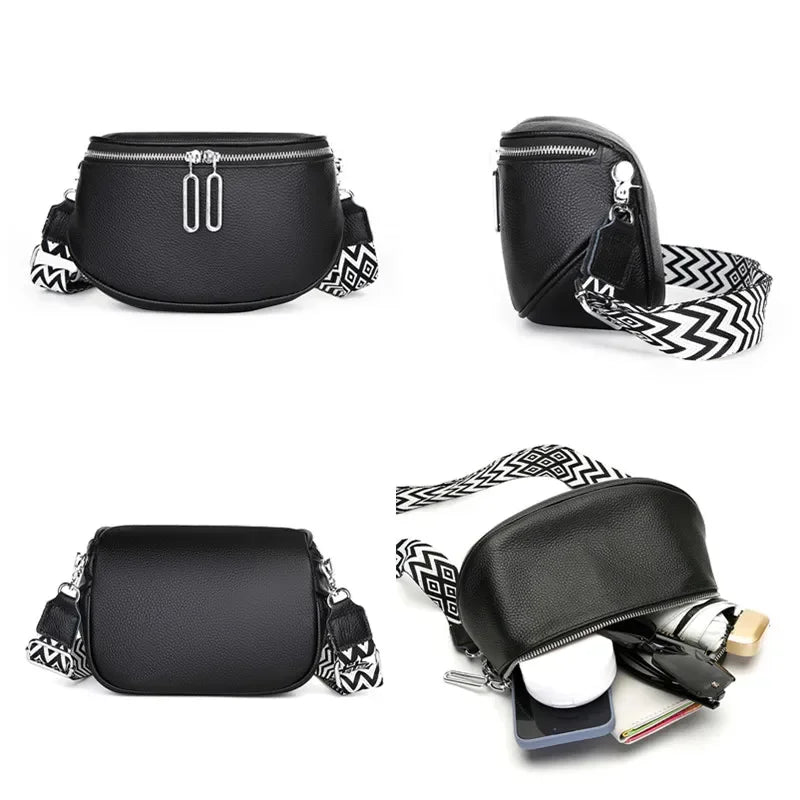 High Quality Cow Leather Women Shoulder Crossbody Bags 2023 Luxury Solid Genuine Leather Small Handbag Female Messenger Tote Sac