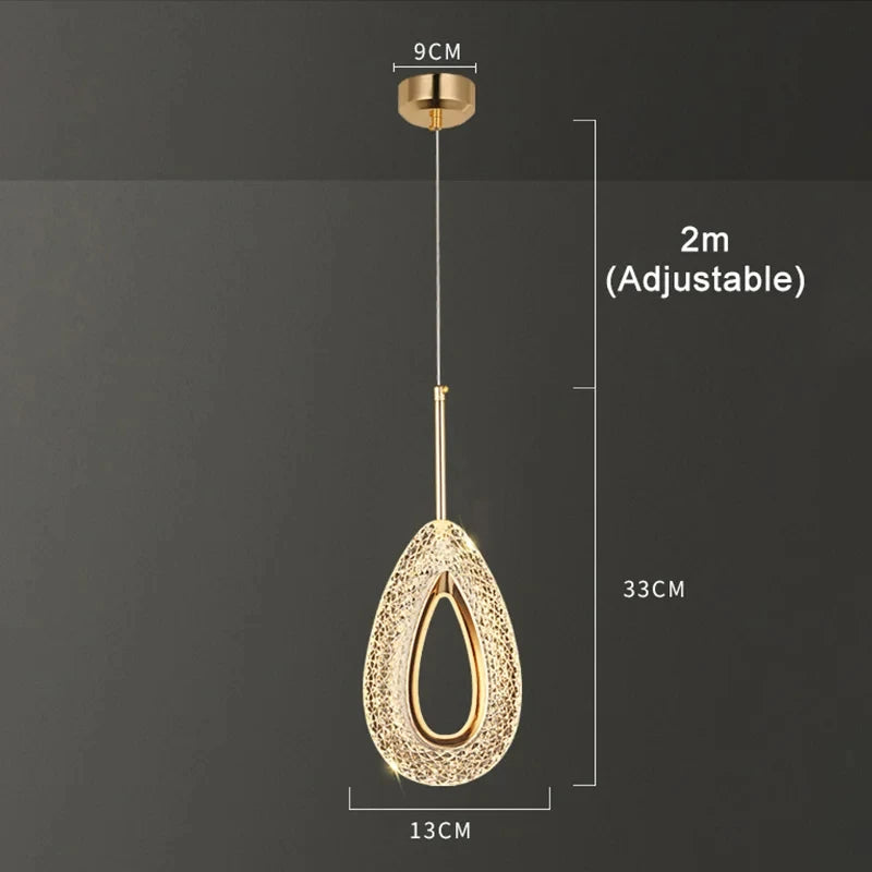 Modern Crystal LED Pendant Lamps Indoor Lighting For Home Decor Led Lights Living Room Bedroom Bedside Hanging Lamp