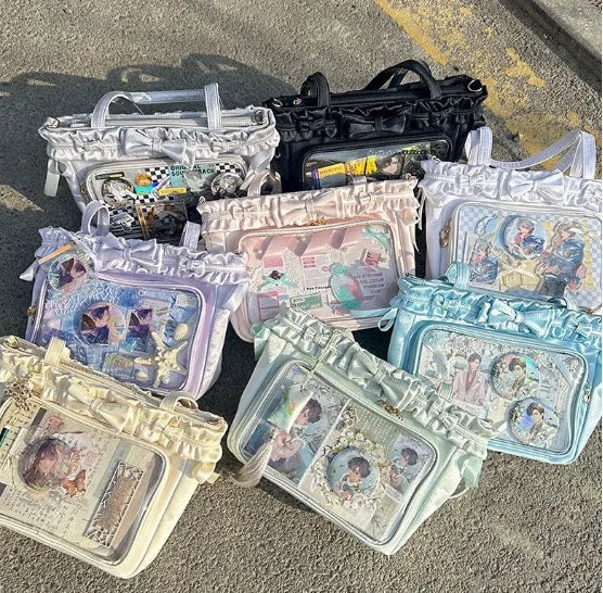 DIY Anime Badge Crossbody Shoulder Bag Subculture Ruched JK Uniform Bolso Mujer Сумки 2026 Lolita Women Ita Bags PU Clear Window