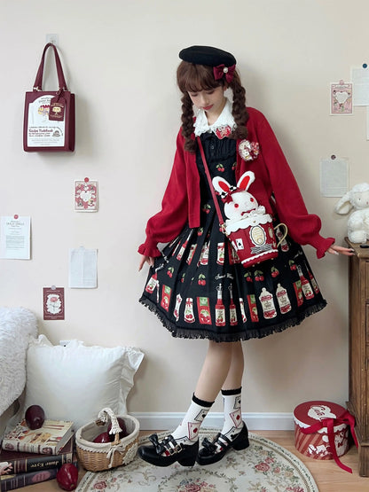 Japanese Original Lolita Cartoon Cute Rabbit Plush Shoulder Bag Sweet Kawaii Jk Uniform Oblique Span Bag