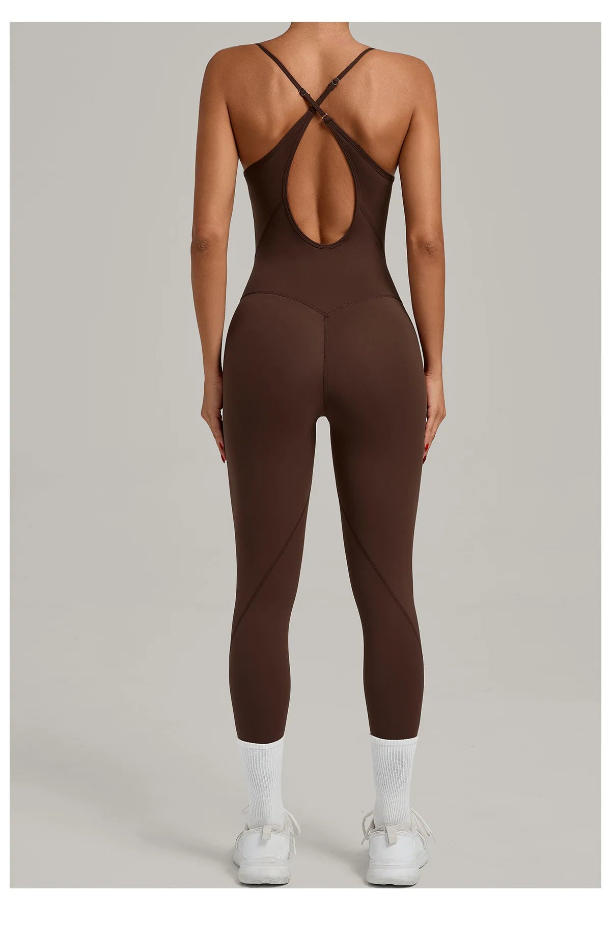 JUREN Fitness Jumpsuit Women Tracksuit Sports Playsuit Running One Piece Yoga Suit Scrunch Backless Set Rompers Gym Clothes