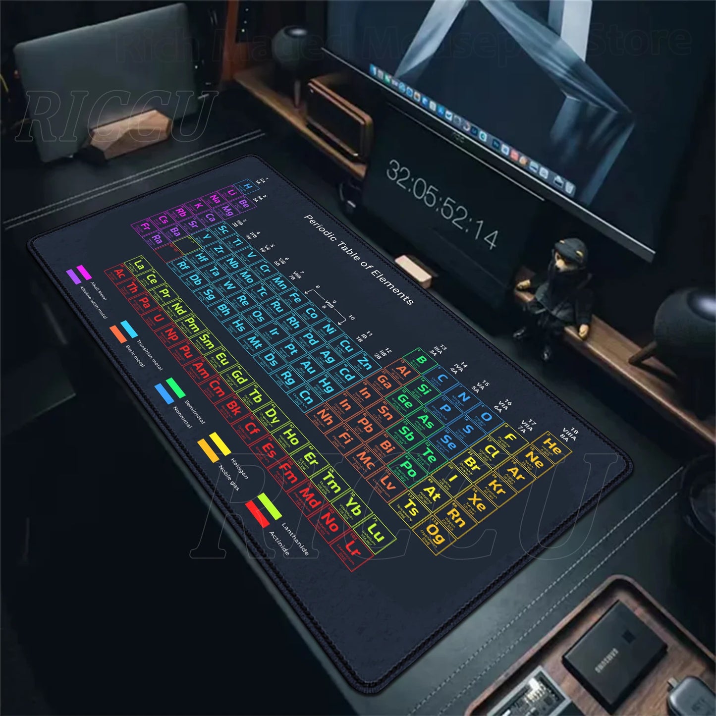 Periodic Table of Elements Mouse Pad Large Gaming Keyboard Mousepad with Stitched Edge Non-Slip Rubber Base Office PC Desk Mat