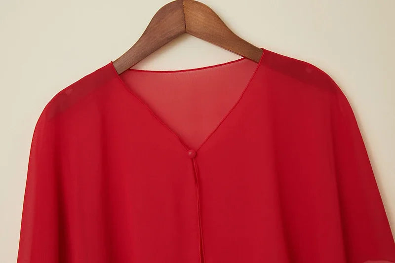 Korean Women Sunscreen Clothing Summer Thin Transparent Short Jacket Neck Guard Cloak Sun Shawl Solid Chiffon Cardigan Scarf R28