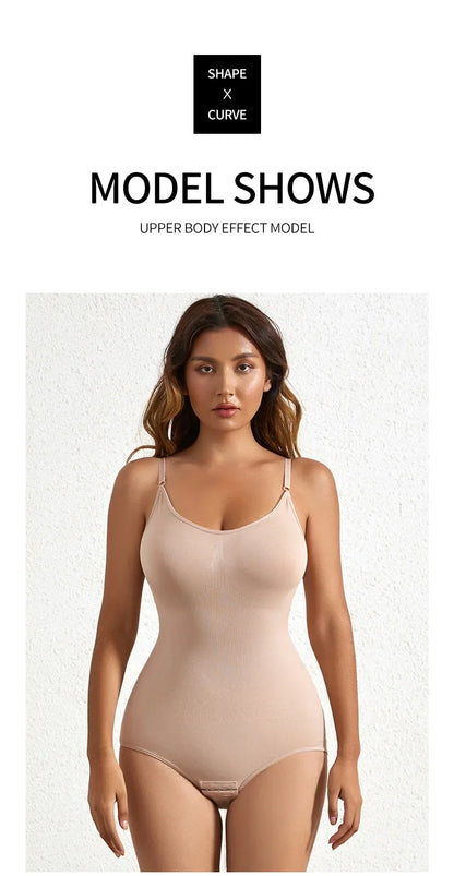 1 Piece Solid Seamless Brief Shaping Shapewear Bodysuit, Tummy Control Butt Lifting Slimmer Body Shaper, Women's Underwear
