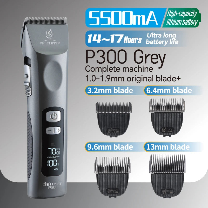 Fenice Cordless Rechargeable Pet Clipper Low Noise Professional Pet Hair Cutting Machine Grooming Trimmer Shaver Kit for Animals