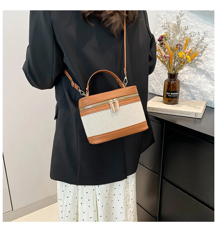 Fashion Round Bucket Bags For Women's Daily Used, Leopard Pattern Crossbody Shoulder Bag For Commuting, Casual Ladies Handbags