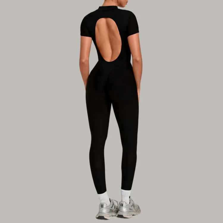 Sexy One-Piece Womens Tracksuit Long Sleeved Sports Rompers Running Yoga Jumpsuit High Stretch Push Up Fitness Workout Bodysuits