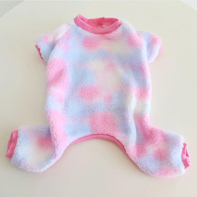 Multi Colors Winter Thick Furry Dog Clothing 4 Legged Fat Dog French Bull Sweatshirts Full Cover Pet Puppy Jumpsuit