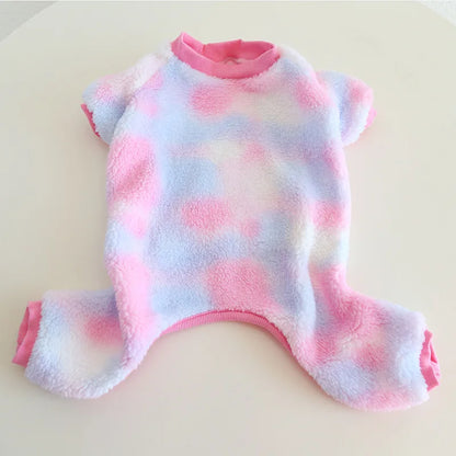 Multi Colors Winter Thick Furry Dog Clothing 4 Legged Fat Dog French Bull Sweatshirts Full Cover Pet Puppy Jumpsuit