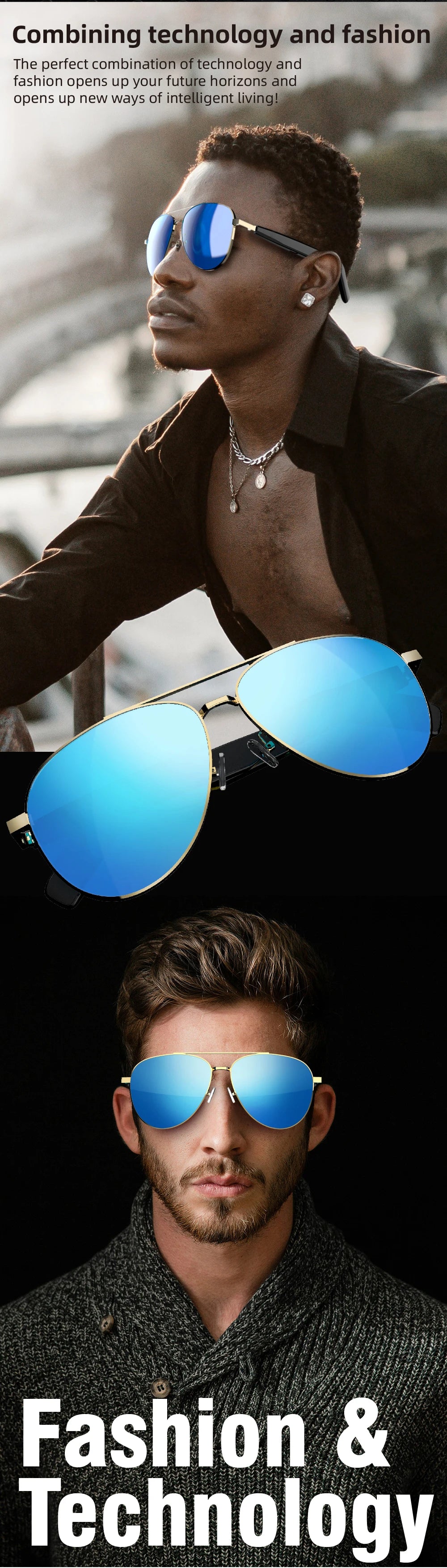 Smart Wireless Bluetooth Glasses Fashion Anti-Blue Light Glasses Multi-functional Music Playback Phone Answering Touch Operation