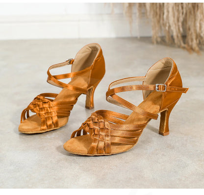 CIDIPAI Women Latin Dance Shoes High Heels Tango Party Dance Shoes For Girls Ladies Satin Salsa Sandals Dancing Ballroom Shoes