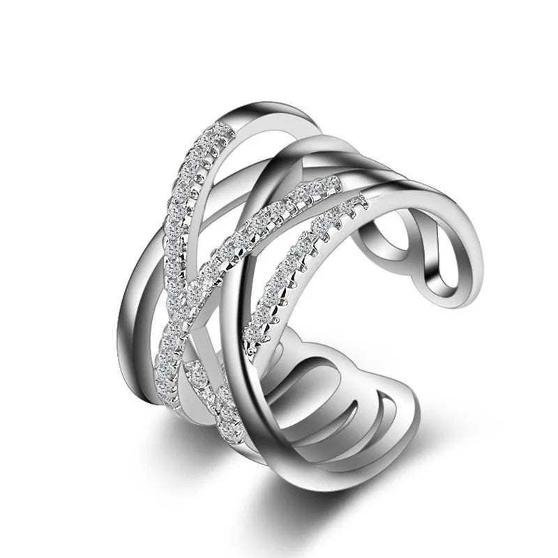 Original 925 Sterling Silver Ring High Quality Adjustable Opening AAA Zircon For Women Wedding Fine Fashion Jewelry Gift