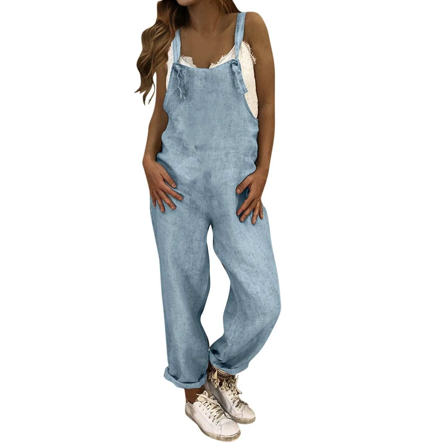 Women Plus Size Overalls Jumpsuits Casual Solid Loose Dungarees Romper Baggy Retro Fashion Trend Classic All-Match Jumpsuits