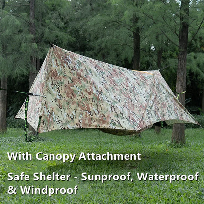 2025 TRAVELER NEW MC Camo Hammock Tent Set with Mosquito Net & Sunshade - Anti-Roll Design for 1-2 Person Outdoor Camping