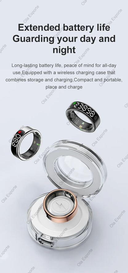 2026 New SR08 Smart Ring Men Women LED Display Screen Heart Rate Blood Oxygen Monitoring 5ATM Waterproof Multi Sports Modes Gift