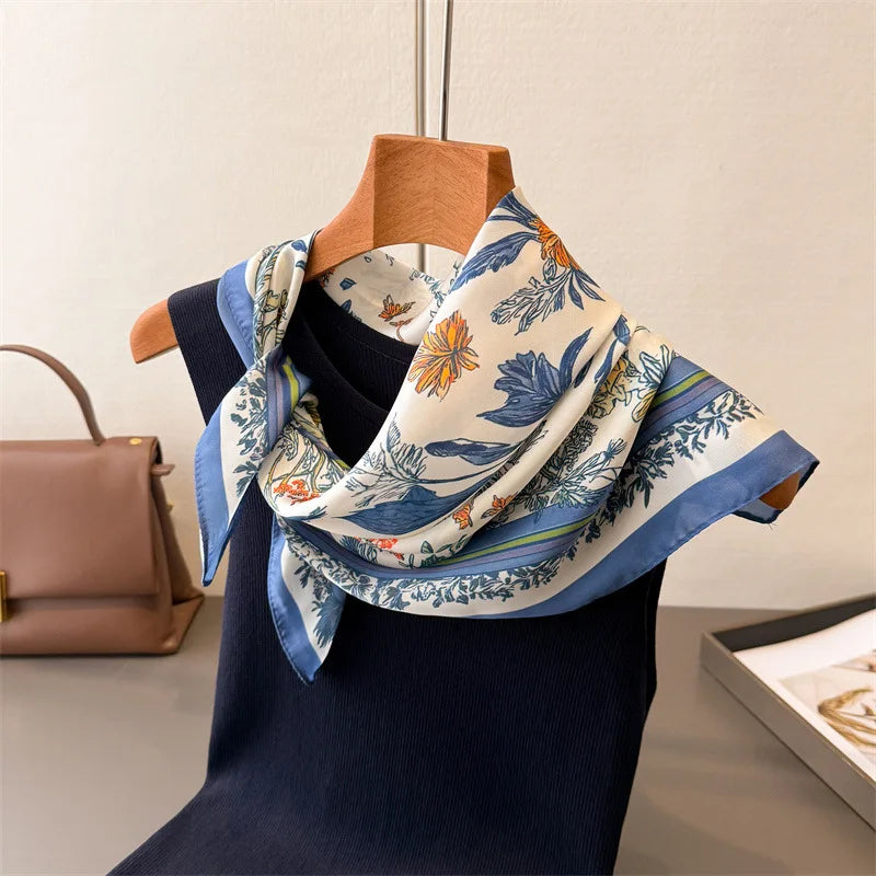 2025 New Paisley Print Silk Scarf for Women Square Hijab Soft Neck Tie Female Fashion Decoration Silk Headscarf 70*70cm Kerchief