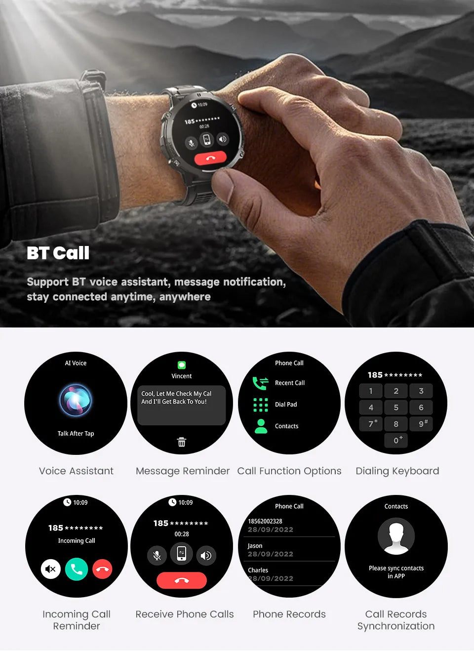 2026 New Military TANK X3 1000mAh Battery Smart Watch Men 10ATM Waterproof Swim GPS Path 1.75" AMOLED HD Call Sports Smartwatch