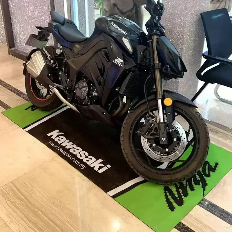 Garage Mat Motorcycle Carpet Racing Cool Moto Display Kawasaki Carpet for Kawasaki Motorcycle Area Rug Anti-slip Floor Decor Rug
