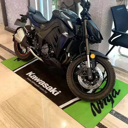 Garage Mat Motorcycle Carpet Racing Cool Moto Display Kawasaki Carpet for Kawasaki Motorcycle Area Rug Anti-slip Floor Decor Rug