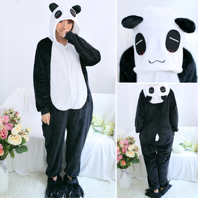 Adults Onesies Animal Pajamas Set Penguin Panda Frog Pig Cat Funny Cartoon Cosplay Costume Unisex Women Halloween Party Costume