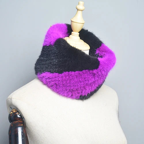 Winter Ring Scarf Women Real Fur Mink Warm Fashion Female Loop Mink Scarves 2026 For Women Knitted Ring Scarfs