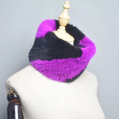 Winter Ring Scarf Women Real Fur Mink Warm Fashion Female Loop Mink Scarves 2026 For Women Knitted Ring Scarfs