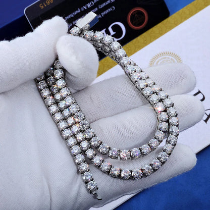 ESKEEM Stainless Steel 3/4/5MM White Moissanite Tennis Chain Necklace Hip Hop Jewelry for Men Women VVS1 Tennis Bracelet Gift