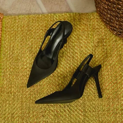 New Designer Luxury Women Slingback Sandals Pointed Toe Slip on Thin High Heel Ladies Elegant Pumps Shoes Sandals 35-43