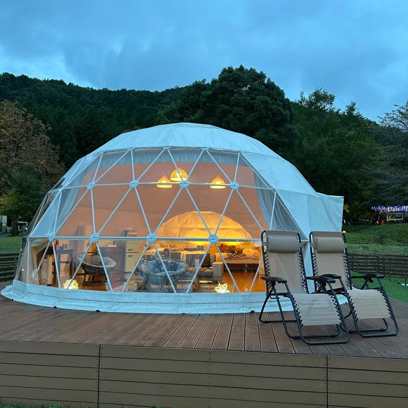 Luxury Outdoor Glamping Hotel Dome House, Hot Sale Panoramic Star Geodesic Round Tent for Summer Vacation Resort Use