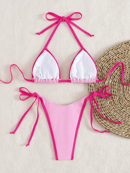 Sexy  Contrast Color Separates Micro Bikini 2026 Women's Swimsuit Female Swimwear Mini Thong Bikinis Set Two-piece Bathing Suit