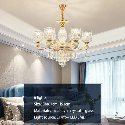 European Luxury Crystal Chandeliers LED Lights For Hotel Villa Lobby Living Dining Room French Romantic Home Decor Hanging Lamps