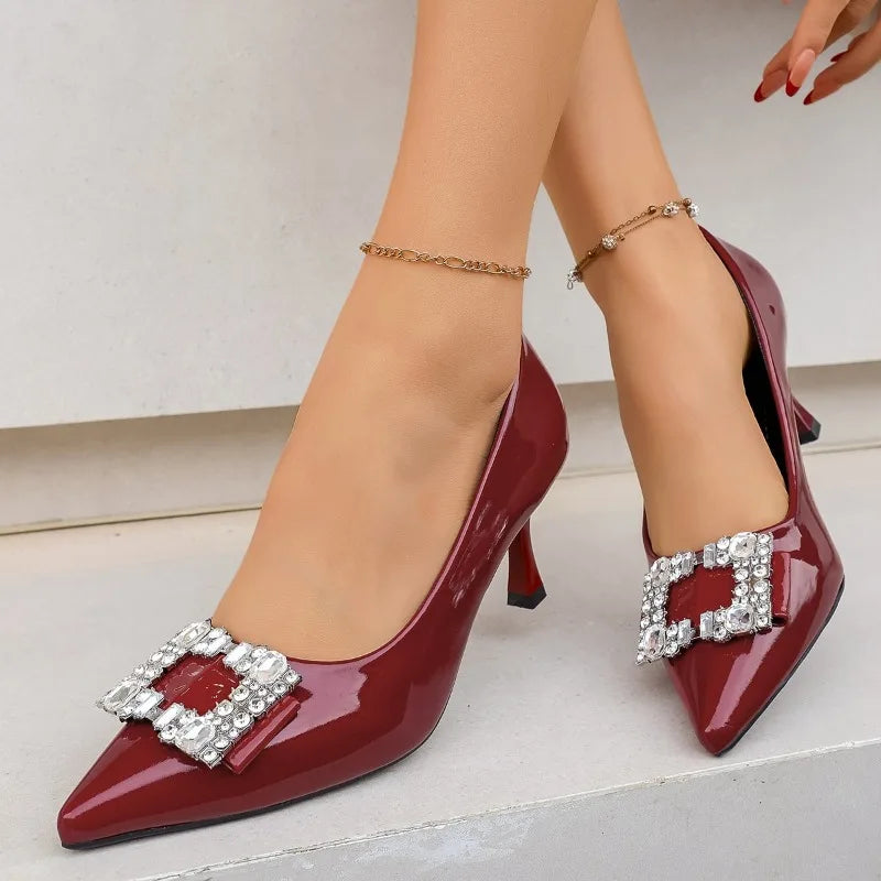 Women High Heel Pumps Elegant Pointed Toe High Heels Shoes Designer Spring Wedding Shoes Women Trend Slip-On Luxury Heels Women