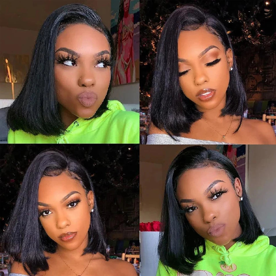 Straight Bob Wig Short 100% Human Hair Lace Frontal Wigs 13x4 Lace Front Wig 4x4 Lace Closure Wig Pre Plucked Bob Lace Wigs