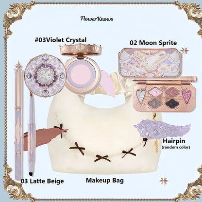 Flower Knows All In One Makeup Set Gift Box Garden Cushion Cream Foundation Matte Blush Long Lasting Velvet Lip Cream With Bag