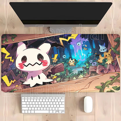 Gaming Pokemon Mimikyu Anime Kawaii PC Mouse Pad Keyboard Overlock Larger Mousepad PC Offices Non-slip Base HD Printing Desk Mat