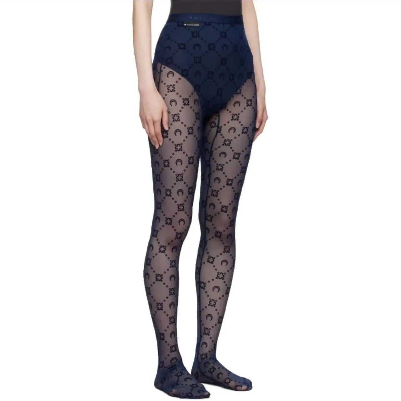 High Waist Pants Women Street Wear Elastic Slimming Tight Thin Socks Autumn Fashion Solid Color Moon Perspective Mesh Plush