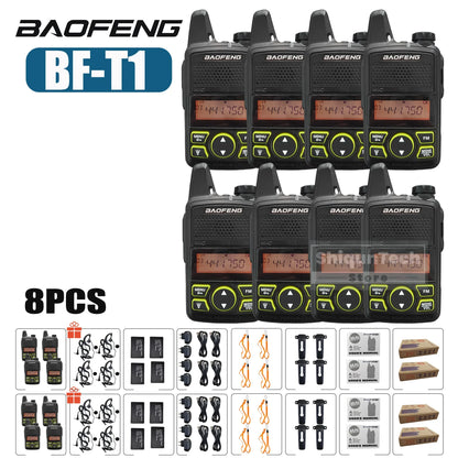 Baofeng BF-T1 Mini Two Way Radio UHF 400-470MHz FM Radio Receiver 5W 20CH Transceiver T1 Walkie Talkie For Kids Gifts 1/2/4/6PCS