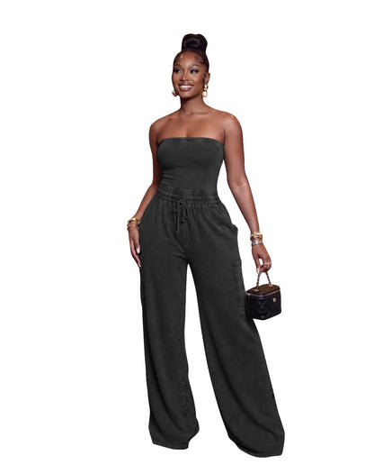 Jumpsuits Women One Piece Sleeveless Strapless Overalls Long Pants Elastic Waist Rompers Y2k Streetwear Jumpsuit Work 2026