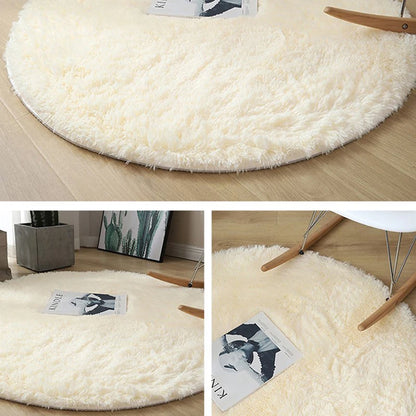 New Fluffy Wool Rug Living Room Carpets Faux Fur Round Mat Kids Room Long Plush Rugs Home Bedroom Decor Shaggy Carpet
