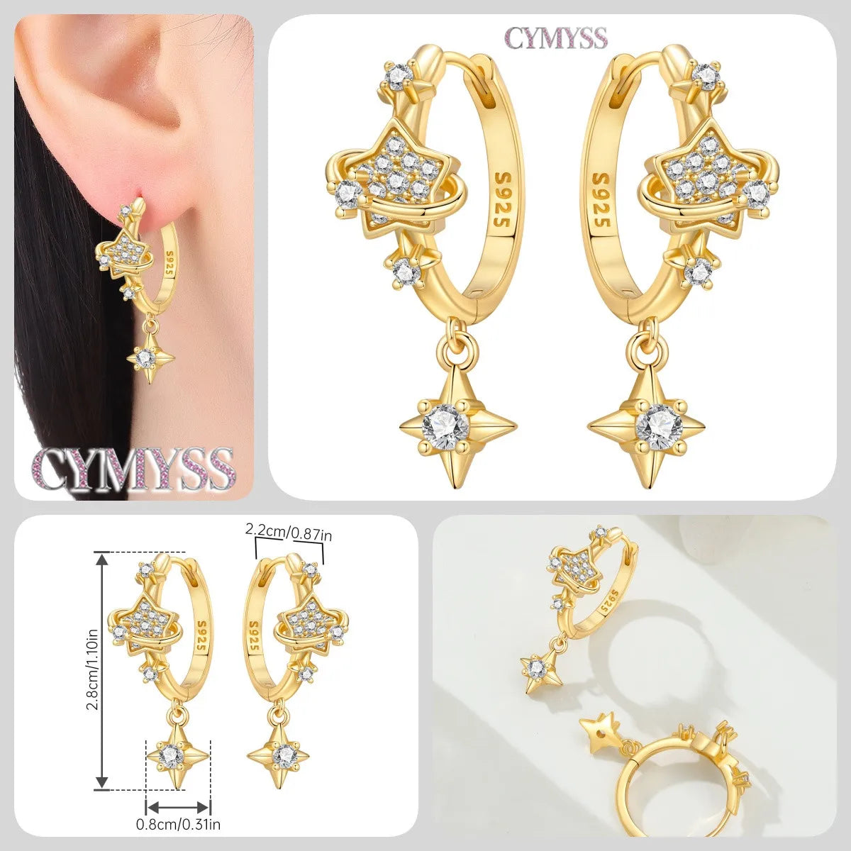 Original 925 Sterling Silver Heart Vintage Luxury Earrings Fashion 18K Gold Hoop Earrings for Women Piercing Jewelry Aretes 2026