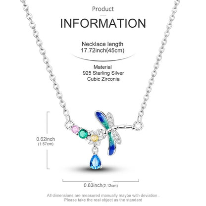Luxury Necklace 925 Silver Original Sterling Zircon Dragonfly Butterfly Firefly Star Moon Chain Link For Women Wedding Jewelry