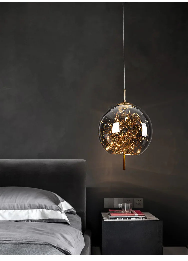 Modern Led Pendant Lamp Glass Ceiling Hanging Lights Fixture Luminaire Chandeliers Lustres Suspension Luminaire Bedroom Decor