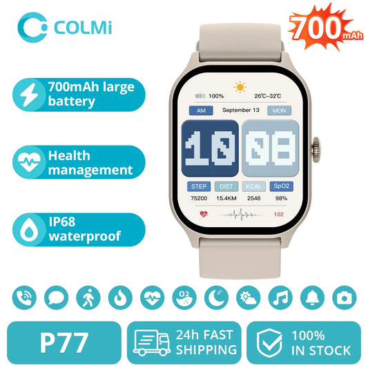 COLMI P77 Smartwatch, Up to 11 day battery life,  Massive 700mAh battery, 2 inch display, Health Management Smart Watch