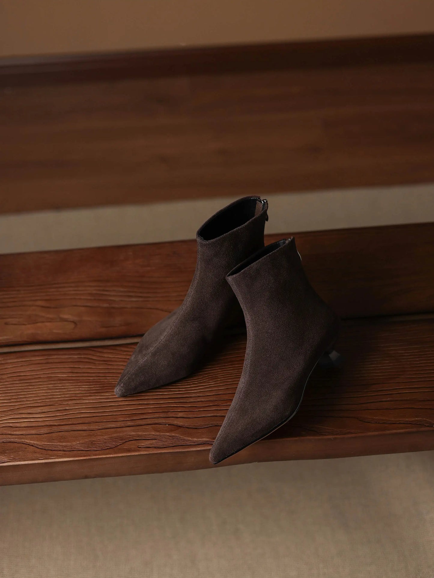 Plus Size 34-42 Genuine Leather Pointed Toe Med Heels Zipper Modern Boots Winter Autumn Shoes Concise Elegant Dress Ankle Boots