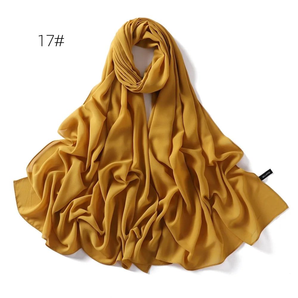 70*180cm Muslim Chiffon Hijab Shawls Scarf Women Solid Color Head Wraps Women Hijabs Scarves Ladies Foulard Femme Muslim Veil