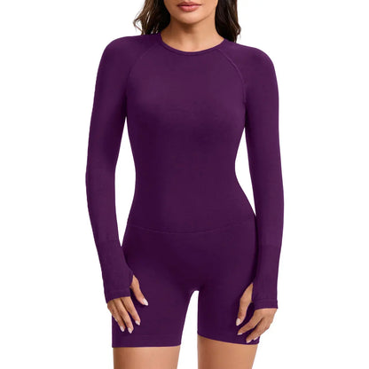 NCLAGEN Long Sleeve Bodysuit One Piece Gym Women Yoga Playsuit Fitness Clothes Workout Jumpsuit Backless Set Siamese