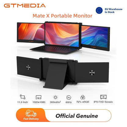 GTMEDIA 11.6Inch Portable Monitor 1920*1080 IPS FHD Triple Dual Extender Screen Full View Fold Display For 13.0-17.3Inch Laptops
