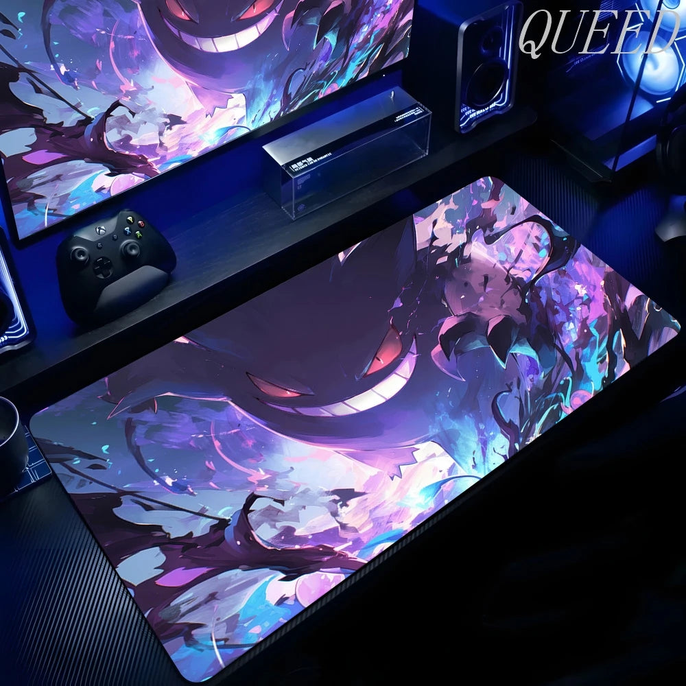 XXL Play Mat Laptop Black Gaming Accessories Mouse Pad Japan Anime Keyboard Rug PC P-pokemon Gengar Mousepad Gamer Keyboard Rug